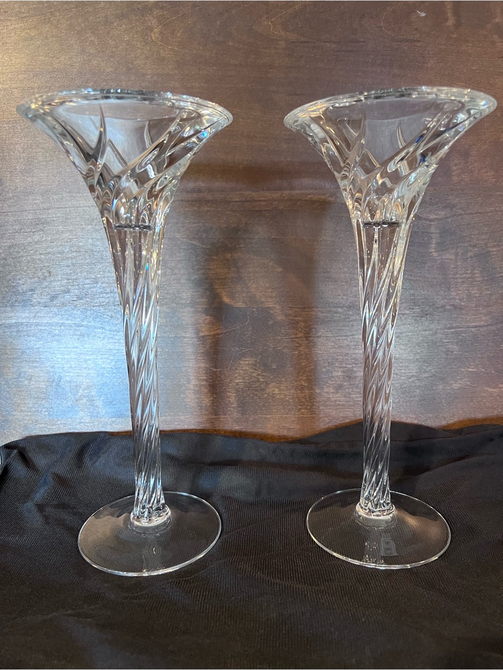 Crystal Twisted Stem Candle Holders - Clear Pair